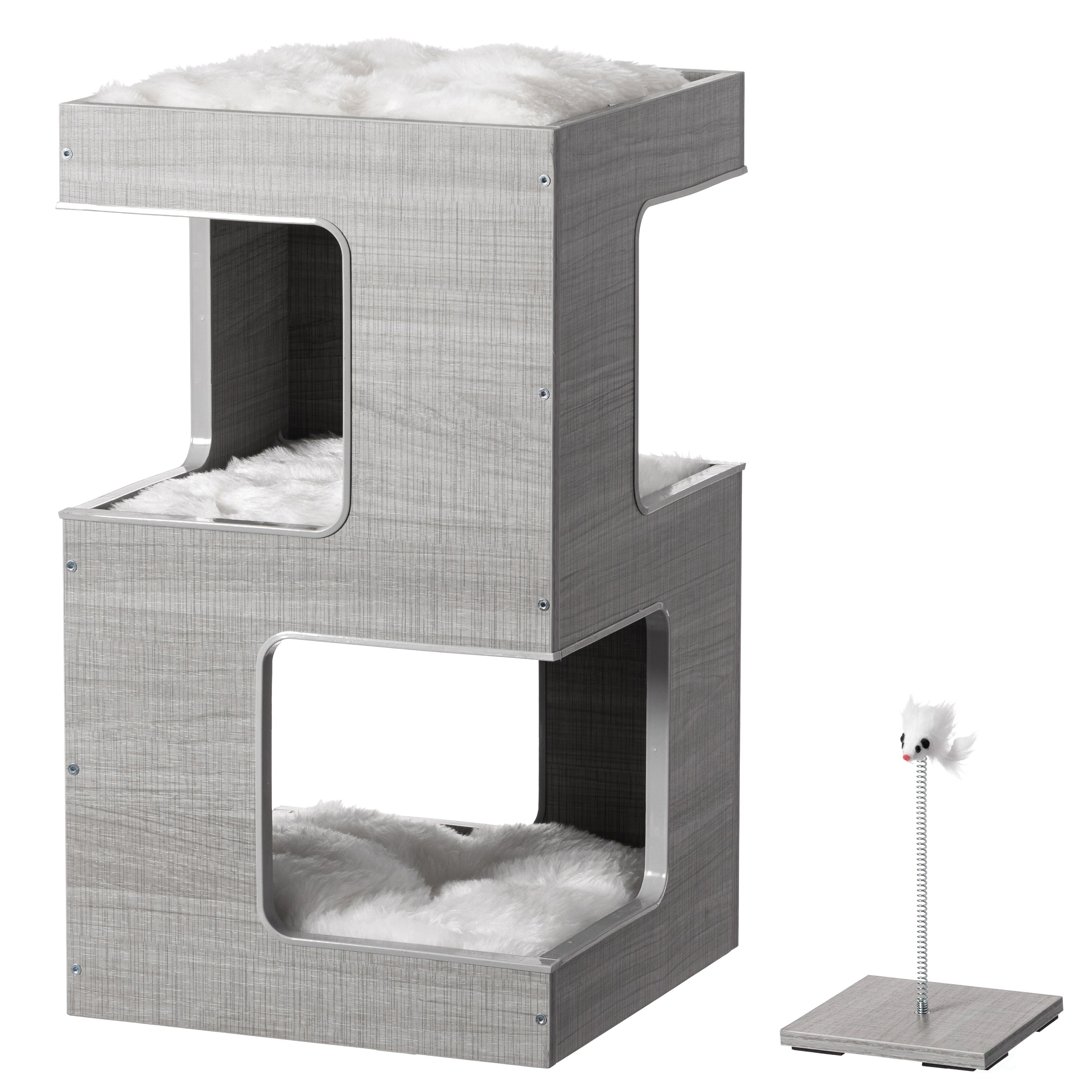 Multi Level Cat Tall Climbing Tree House for Indoor Cats Spacious Wood Tower Stand with Removable Soft Blanket and Condo On Sale Bed Bath Beyond 36351959
